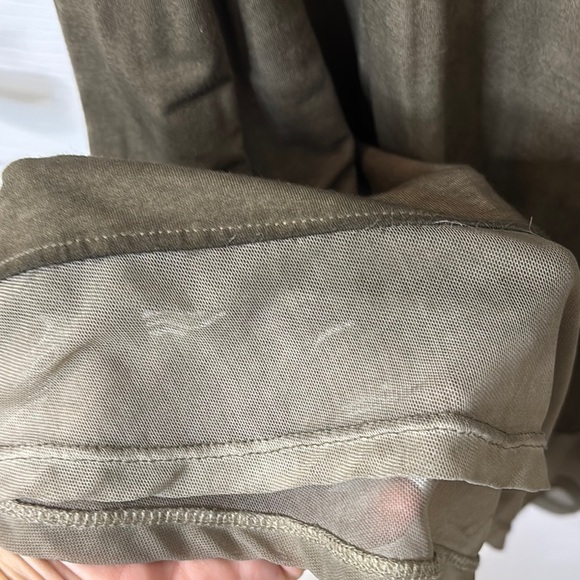 Cable & Gauge Olive Mini Dress Mesh Peek-a-Boo Accents and Hem Size Large - Picture 4 of 9